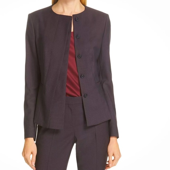 NWT HUGO BOSS Jadela 2 Virgin Wool Mini Houndstooth Blazer Business Jacket - 12 - Picture 3 of 9